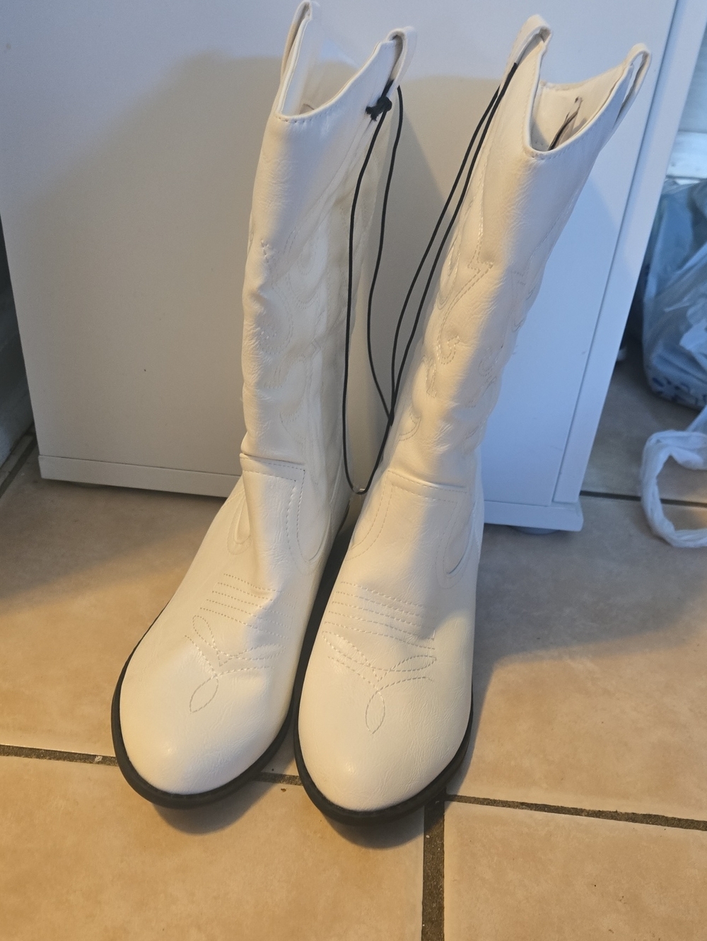 Charles Albert White Mid-Calf Heeled Western Boots